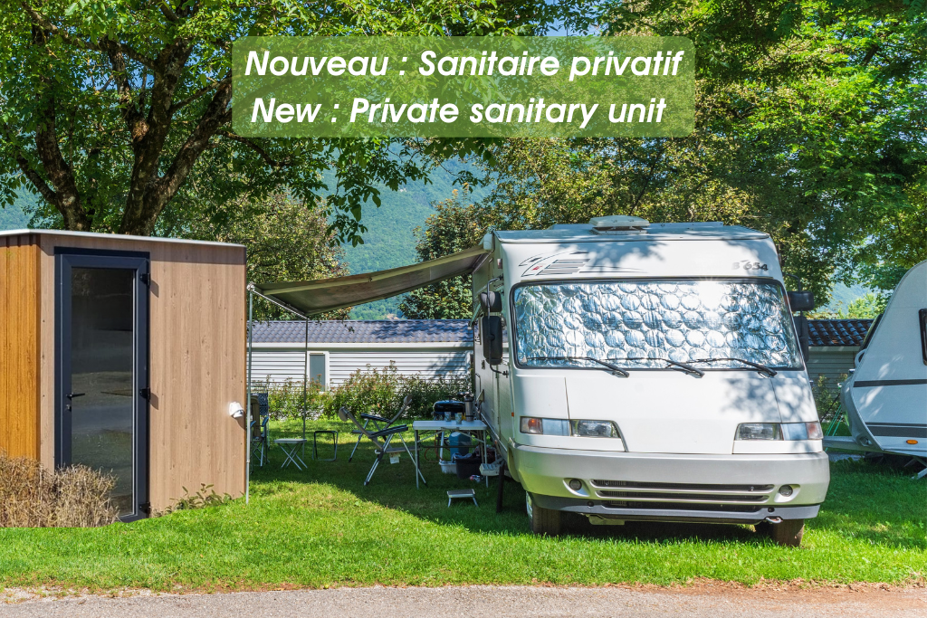 Emplacement Premium sanitaire privatif Annecy camping private sanitary